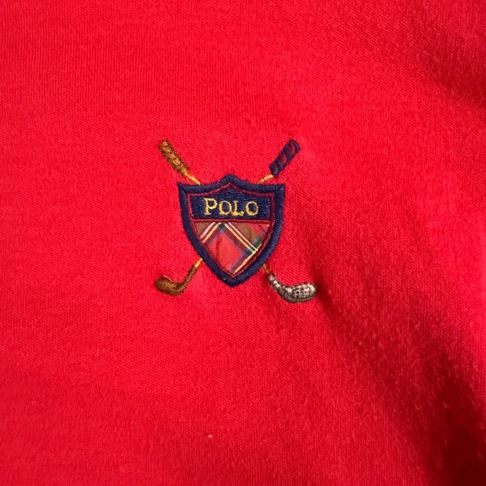 Polo Ralph Lauren Vintage Red Golf‎ Crest Polo Shirt XL Made in Hong Kong Cotton